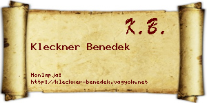Kleckner Benedek névjegykártya